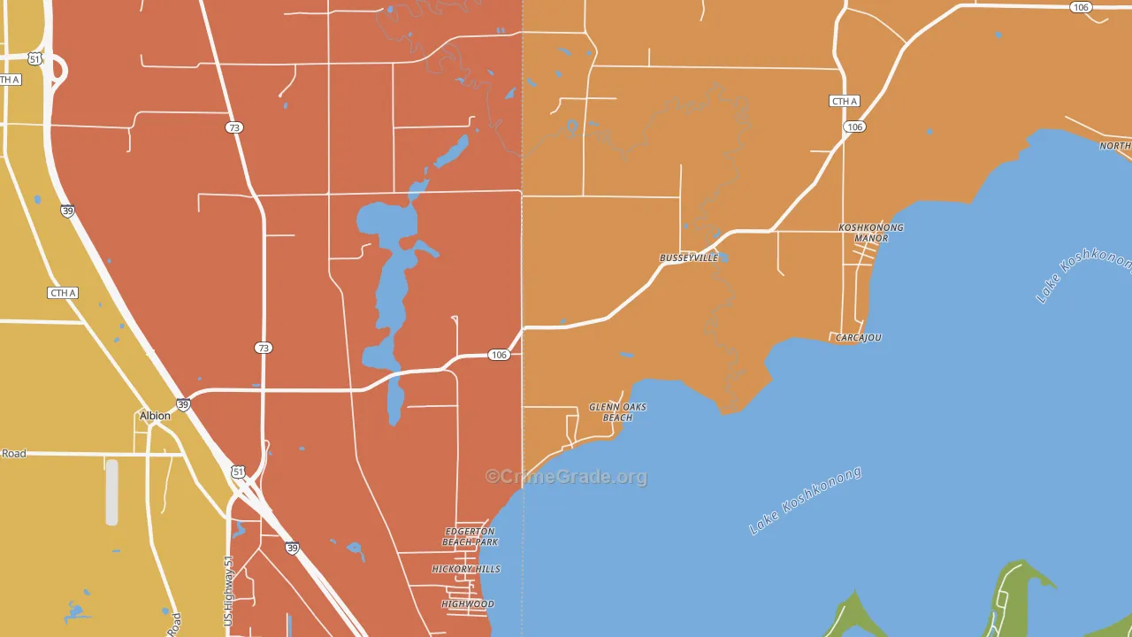 Busseyville, WI Map of Murder Rates