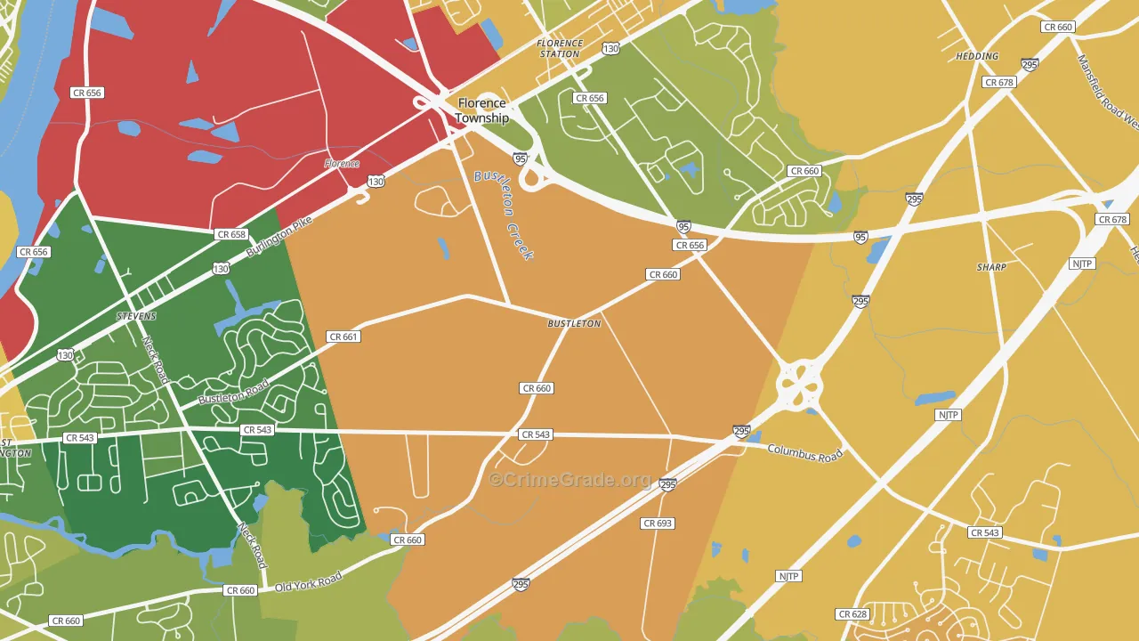 Bustleton, NJ Map of Murder Rates