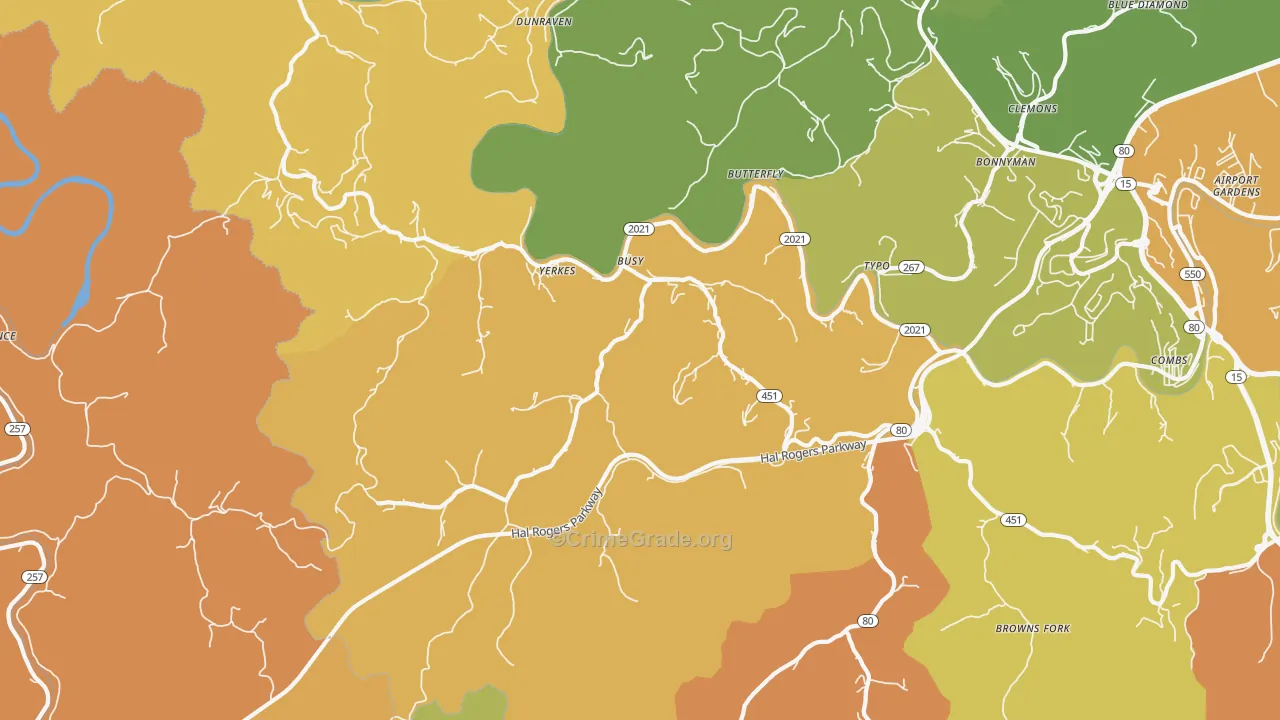 Busy, KY Map of Murder Rates
