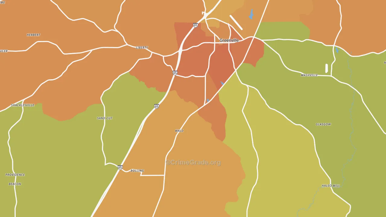 Butler County, AL Map of Murder Rates