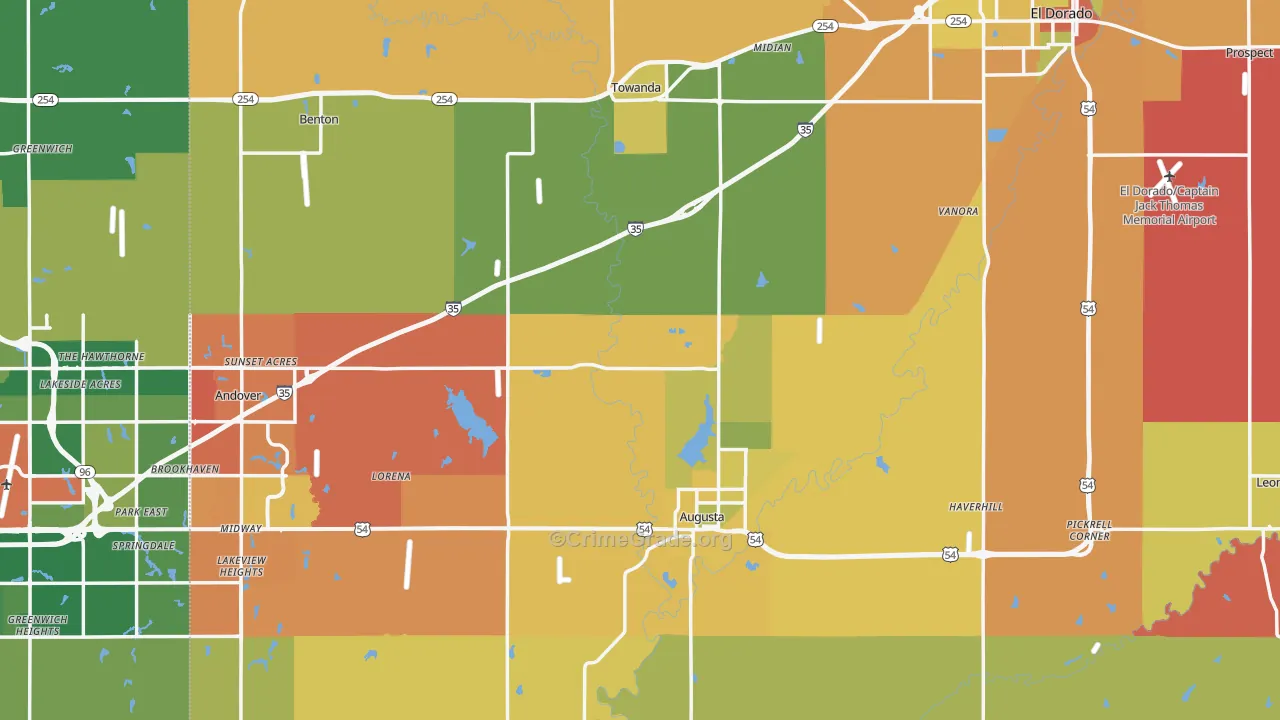 Butler County, KS Map of Murder Rates