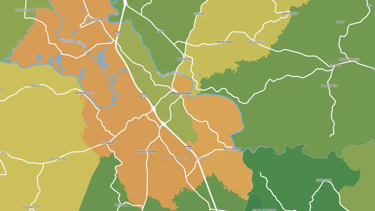 Butler County, KY Map of Murder Rates