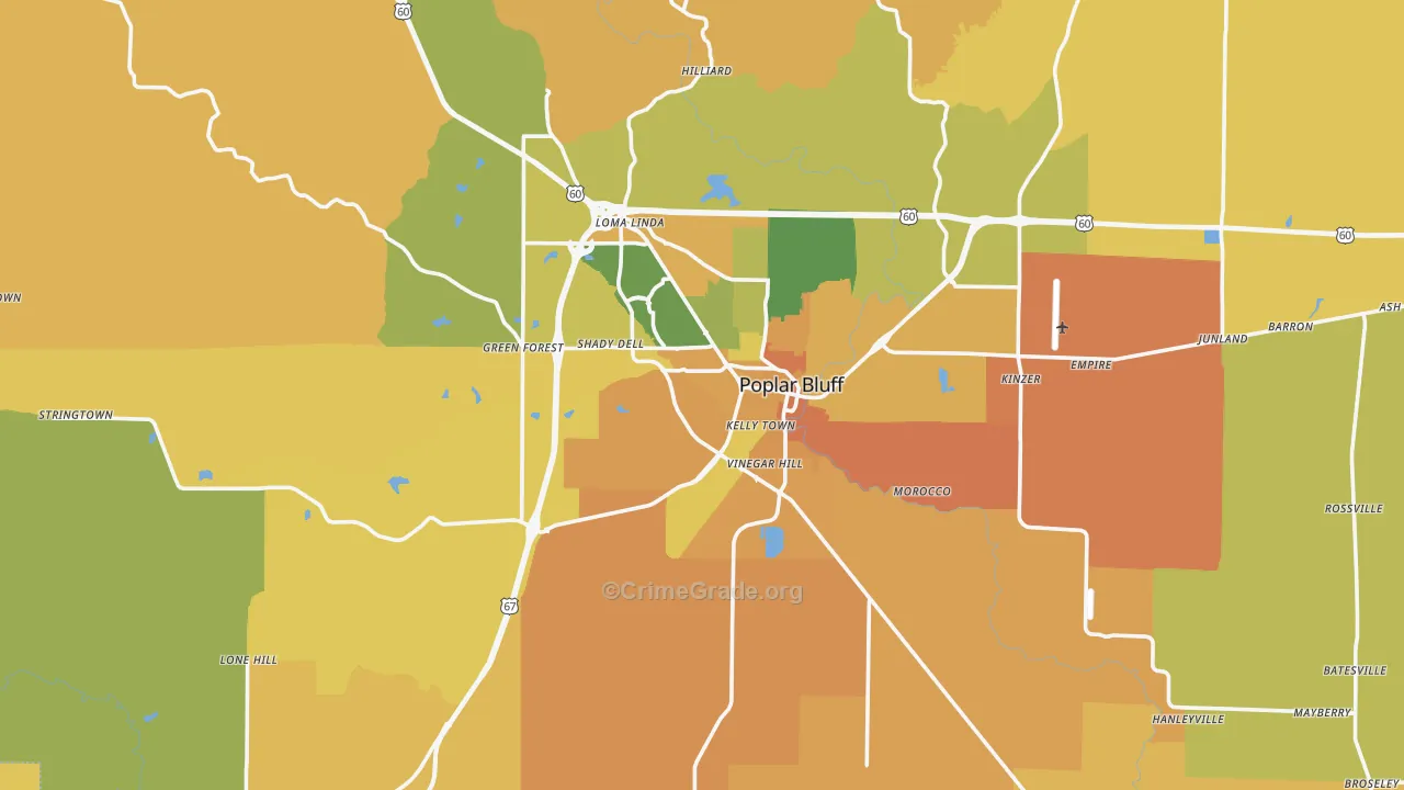 Butler County, MO Map of Murder Rates