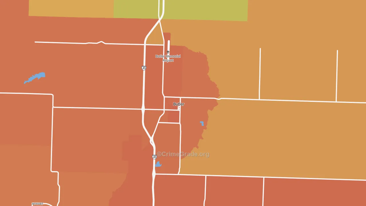Butler, MO Map of Murder Rates