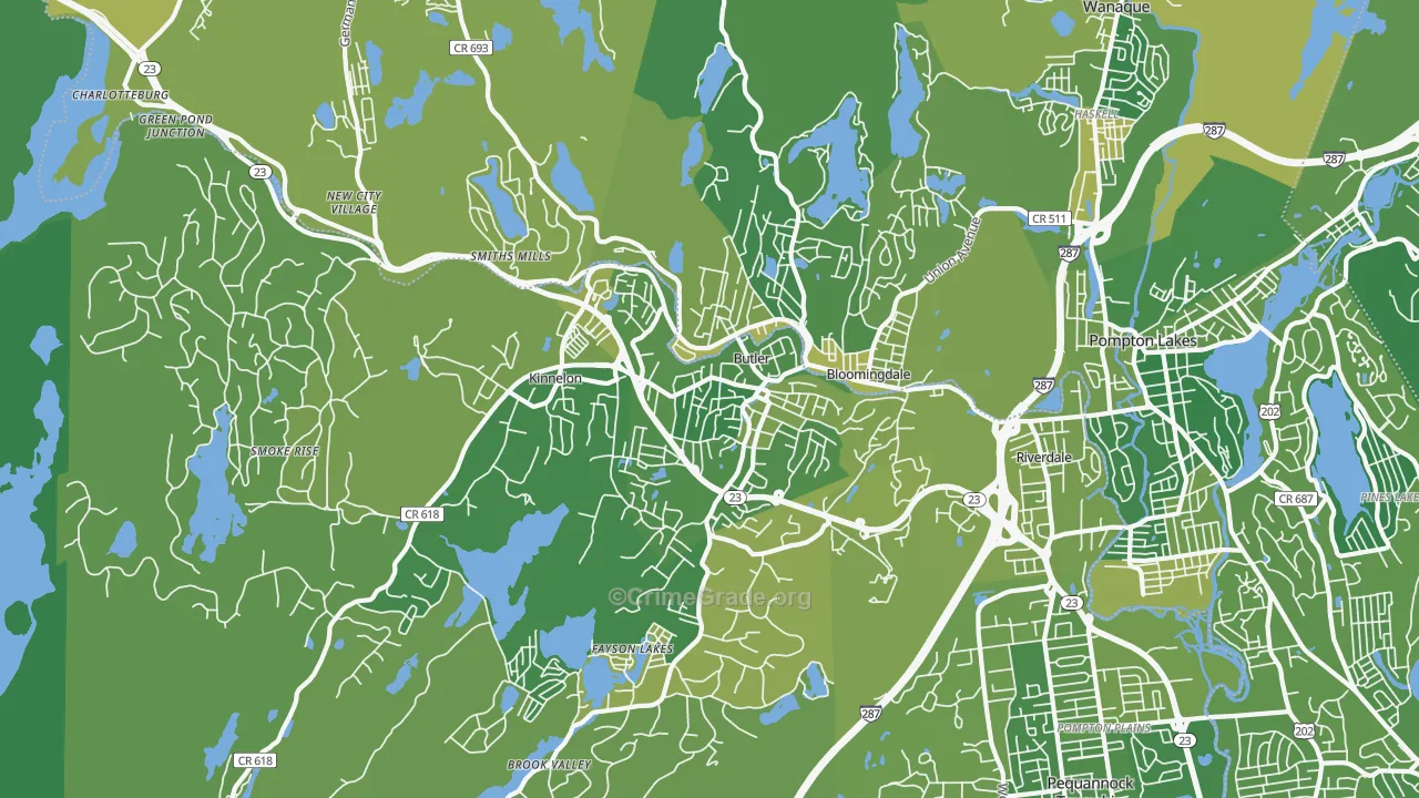 Butler, NJ Map of Murder Rates
