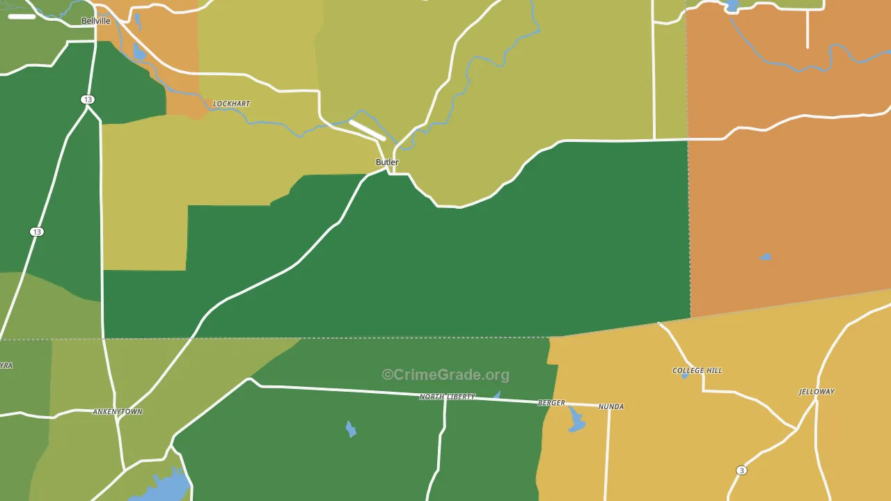 Butler, OH Map of Murder Rates
