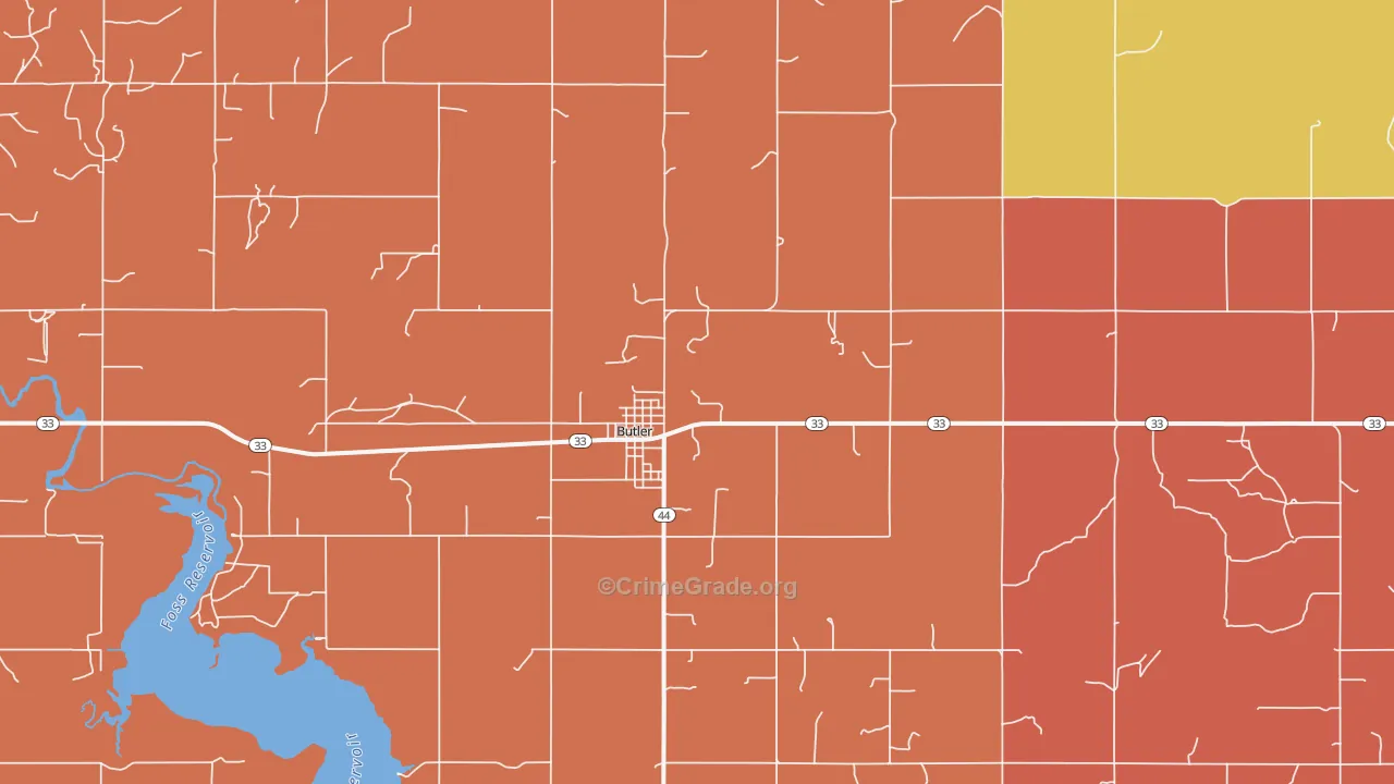 Butler, OK Map of Murder Rates