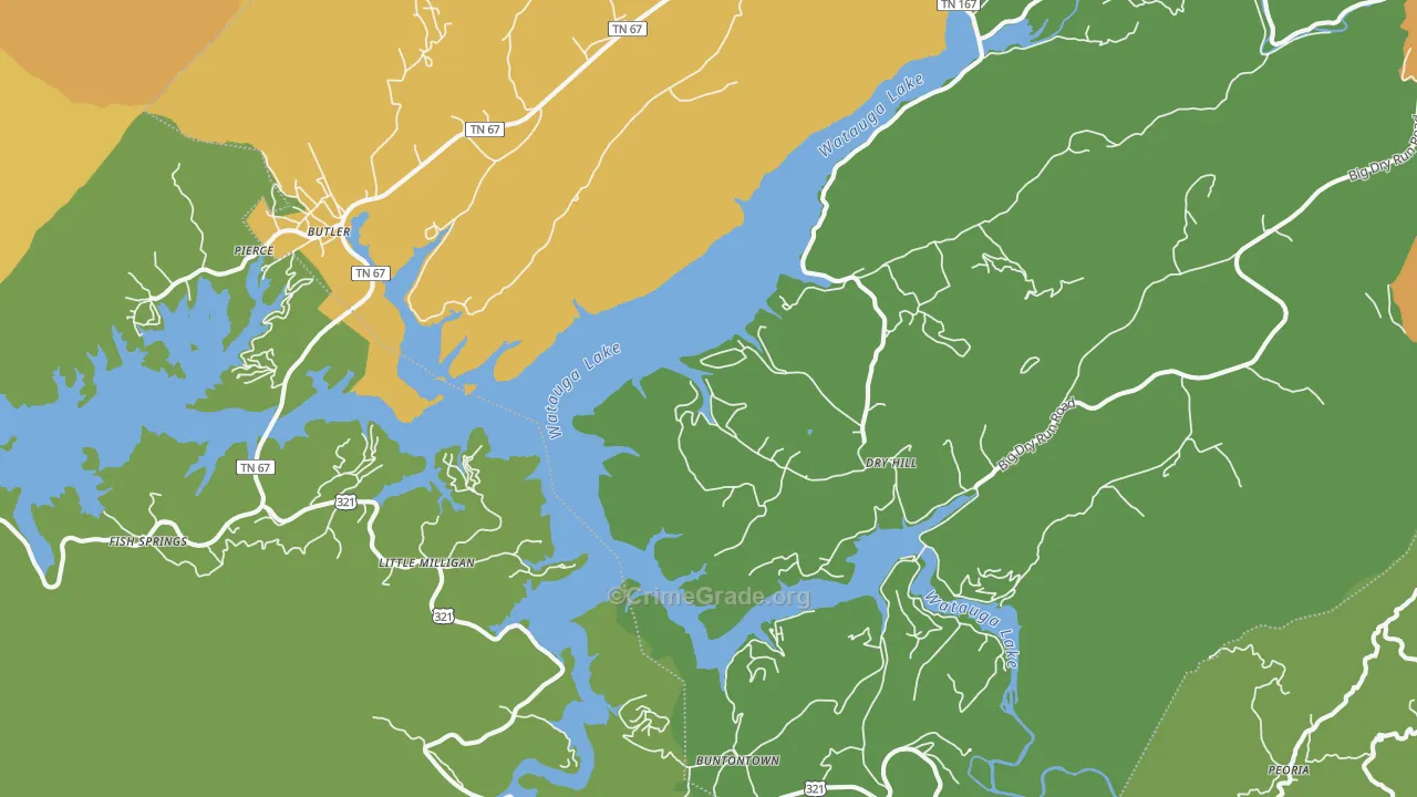 Butler, TN Map of Murder Rates