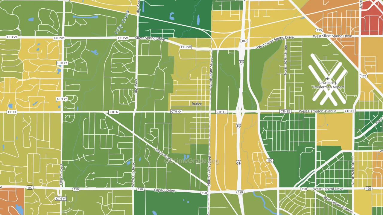 Butler, WI Map of Murder Rates
