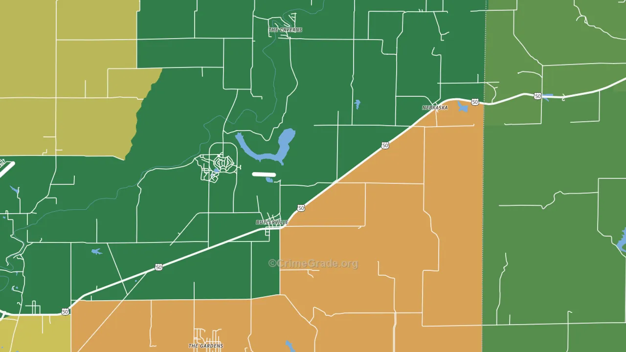 Butlerville, IN Map of Murder Rates