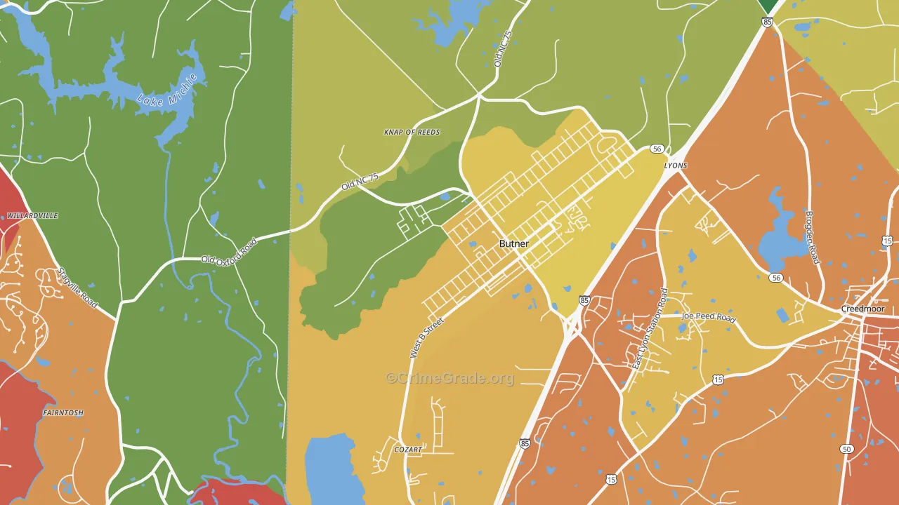 Butner, NC Map of Murder Rates