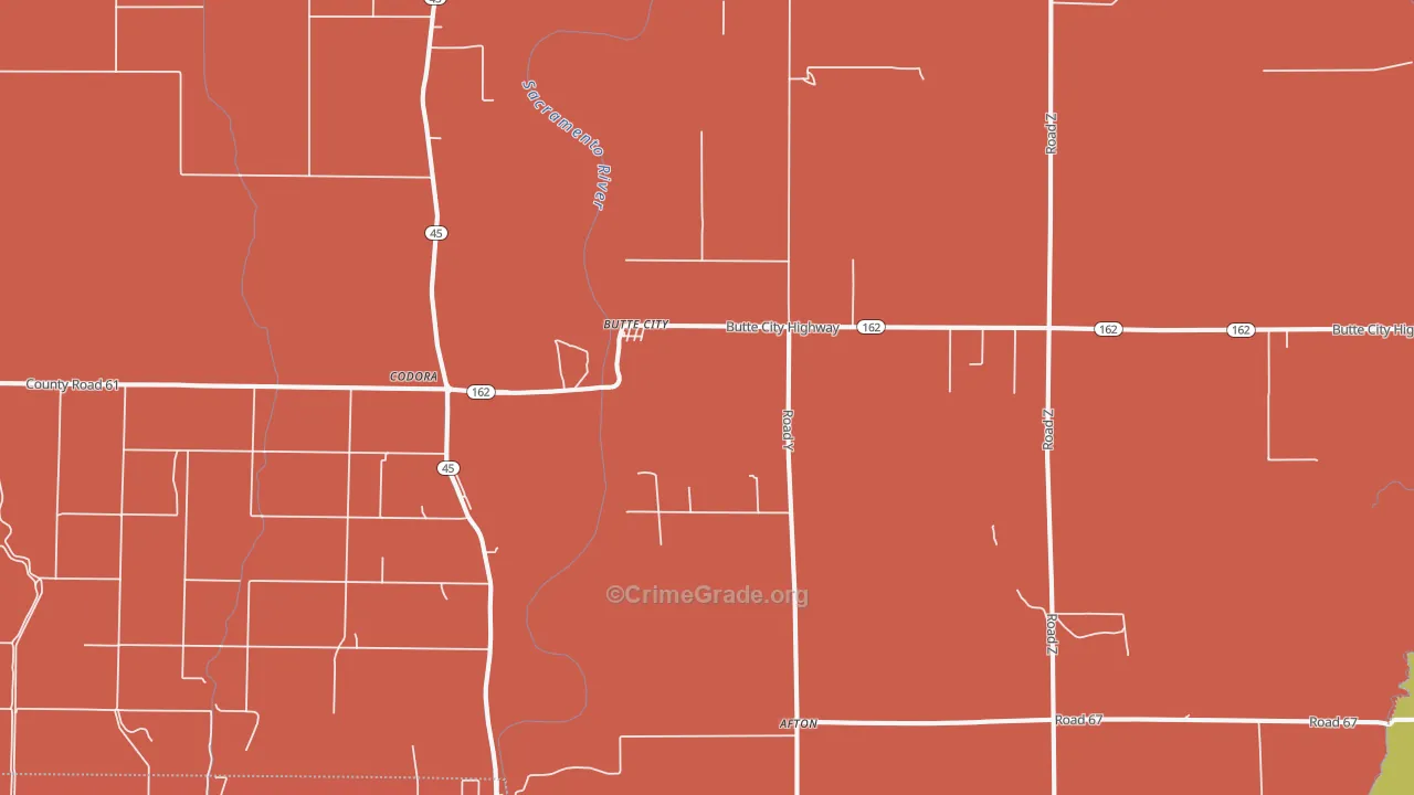 Butte City, CA Map of Murder Rates