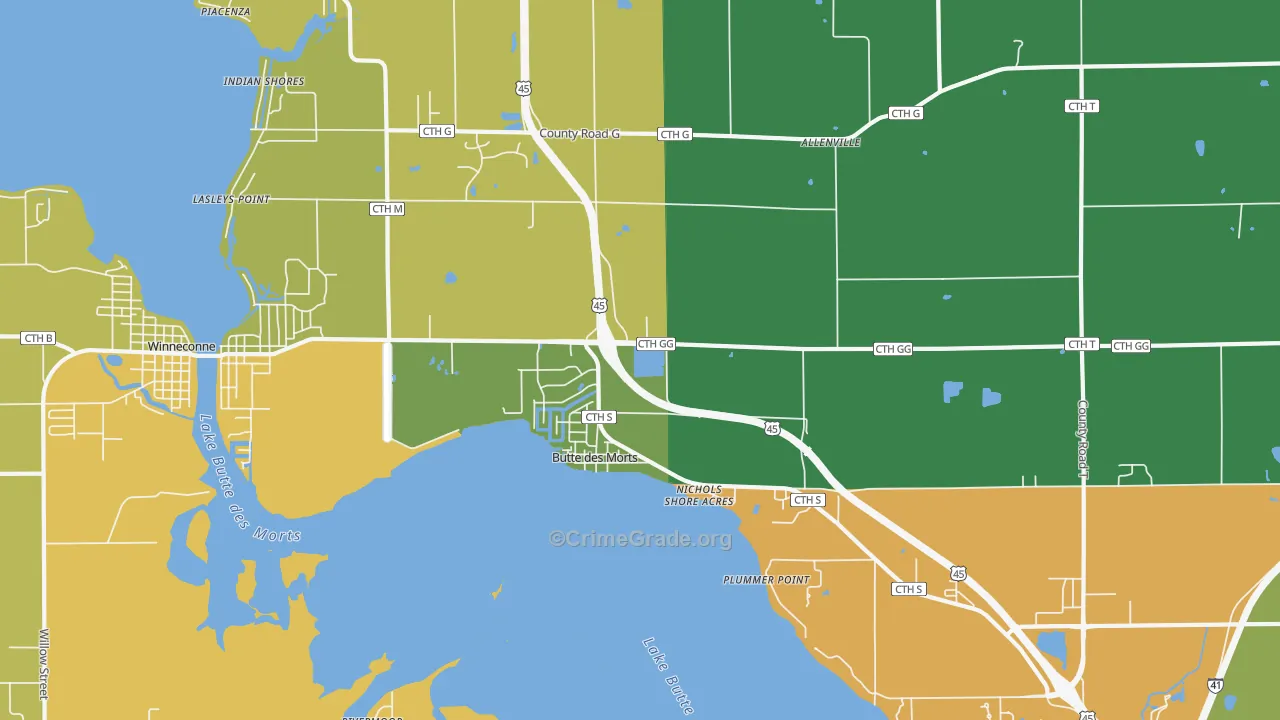 Butte Des Morts, WI Map of Murder Rates