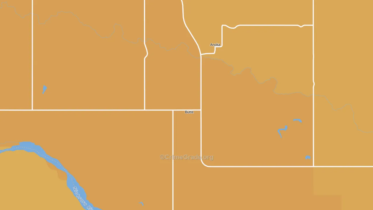 Butte, NE Map of Murder Rates