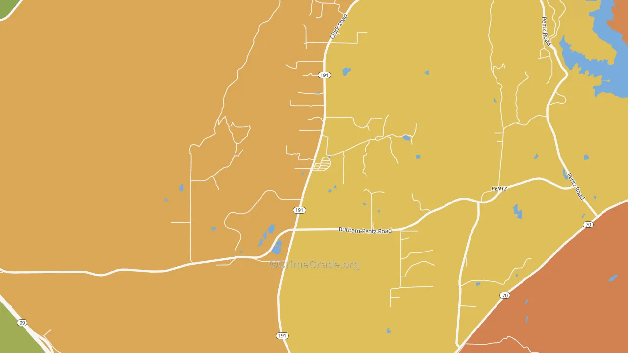 Butte Valley, CA Map of Murder Rates