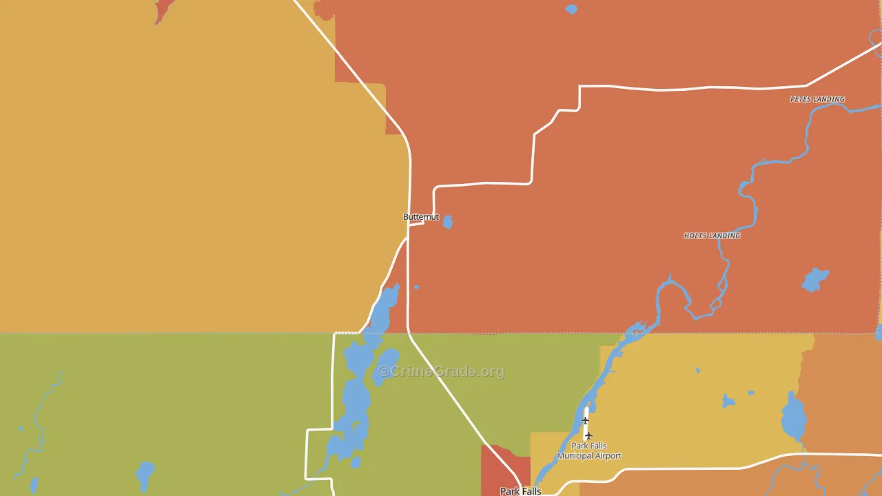 Butternut, WI Map of Murder Rates