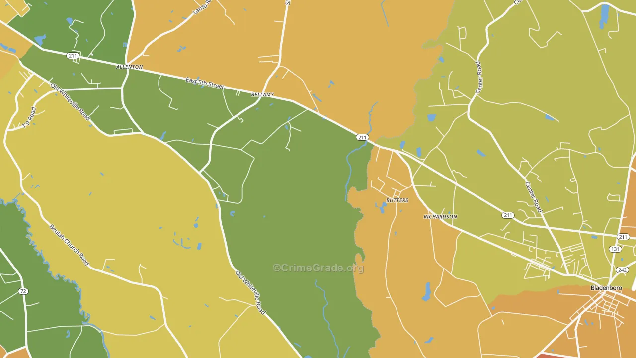 Butters, NC Map of Murder Rates