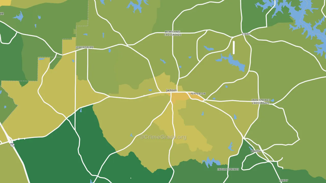Butts County, GA Map of Murder Rates