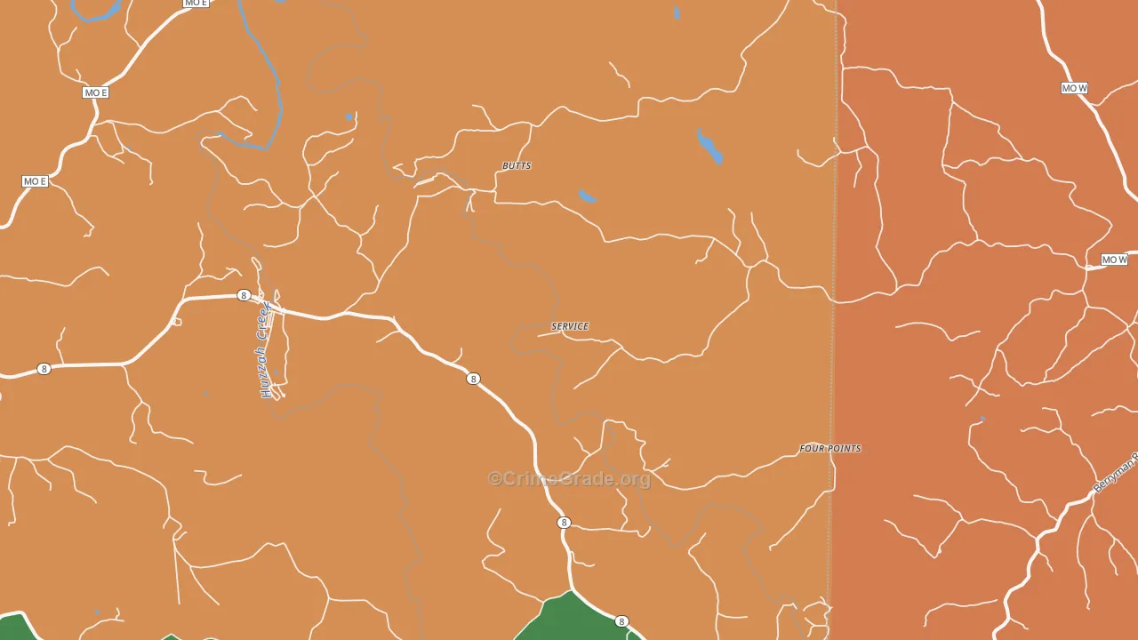 Butts, MO Map of Murder Rates