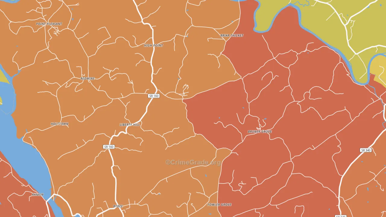 Bybee, TN Map of Murder Rates
