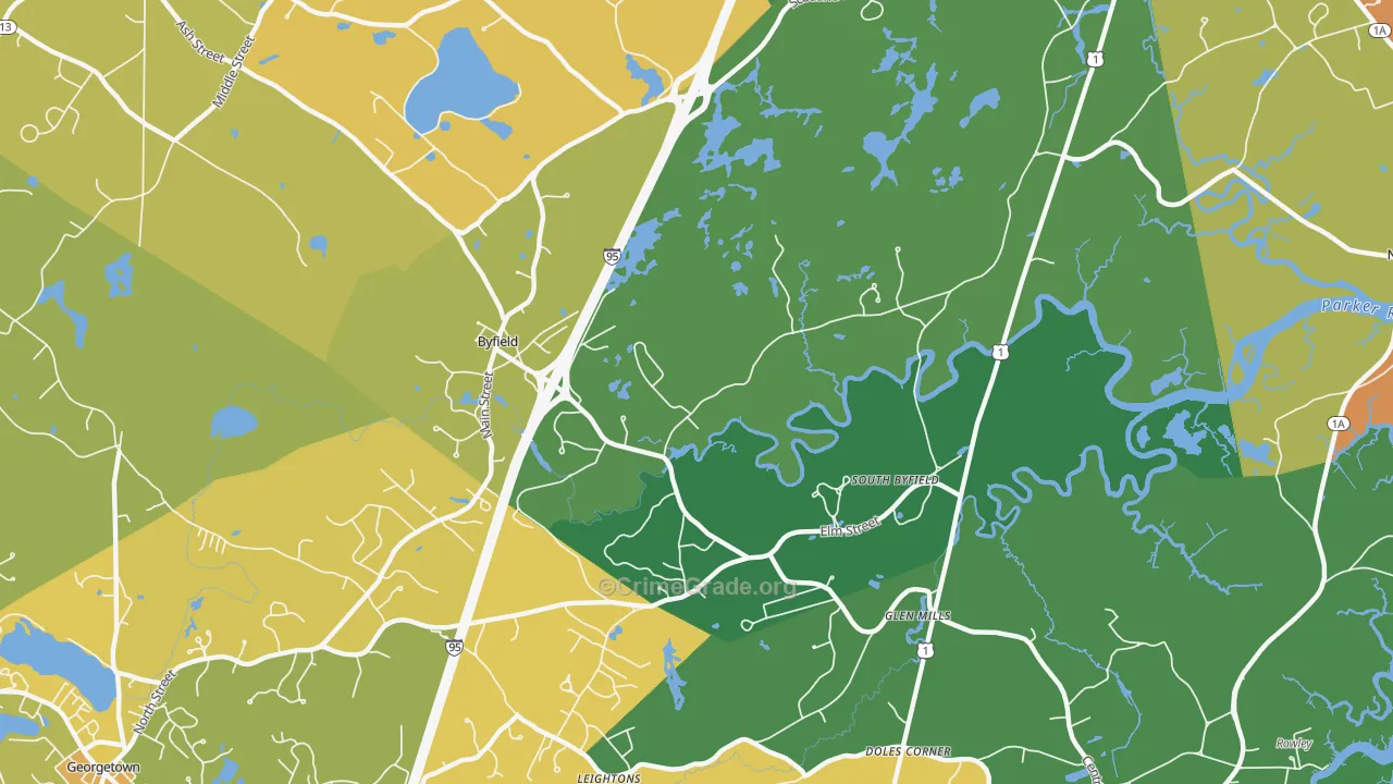 Byfield, MA Map of Murder Rates