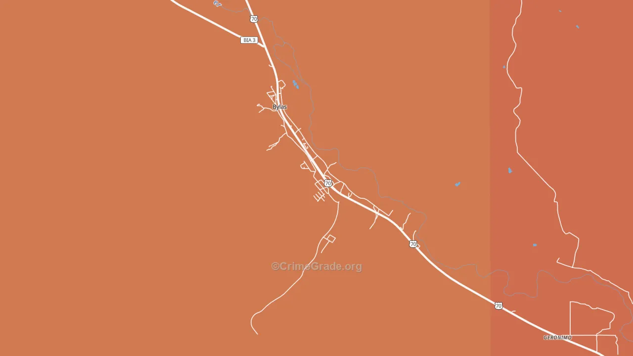 Bylas, AZ Map of Murder Rates