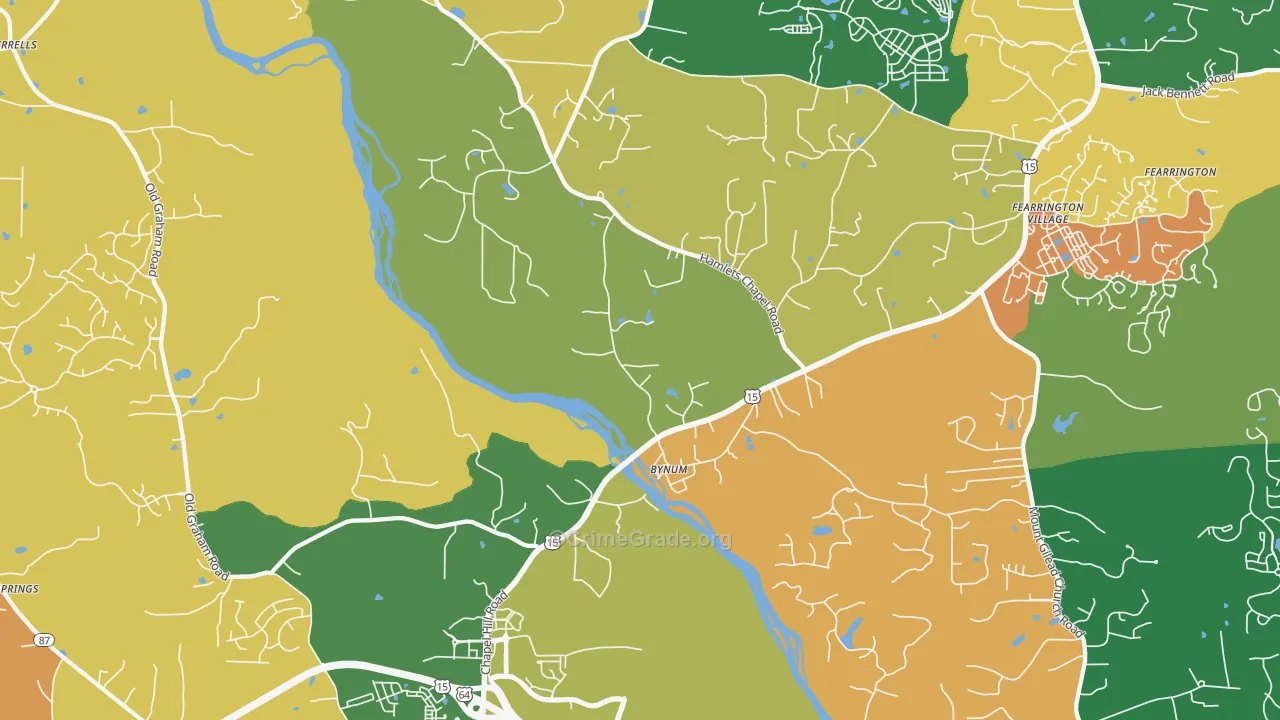 Bynum, NC Map of Murder Rates