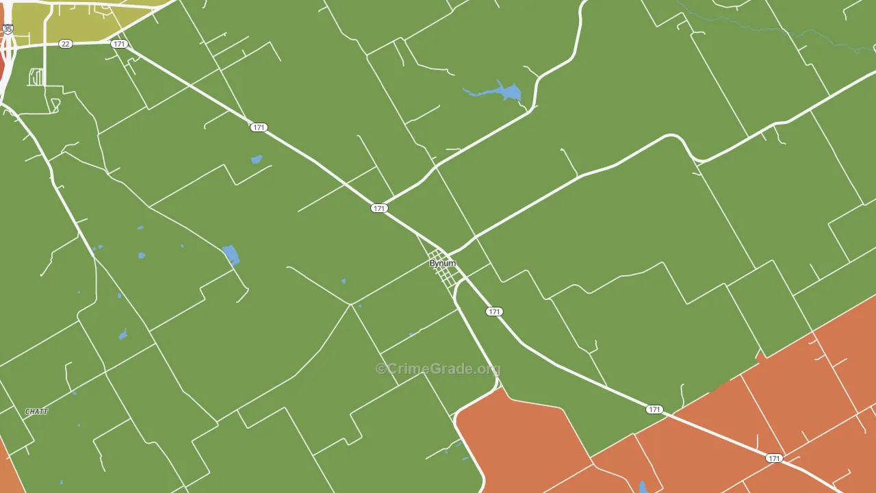Bynum, TX Map of Murder Rates