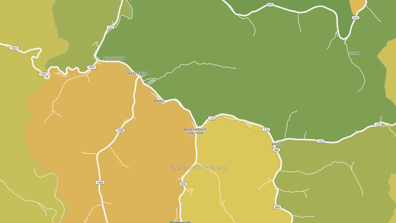 Bypro, KY Map of Murder Rates