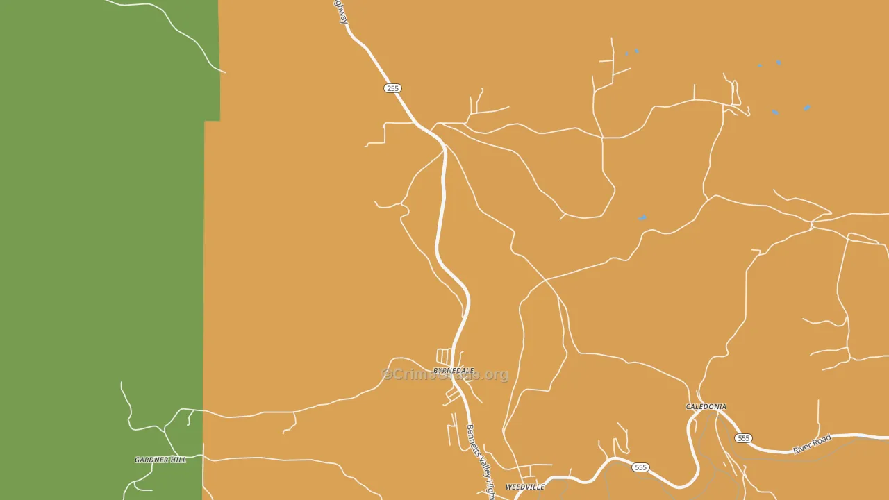 Byrnedale, PA Map of Murder Rates