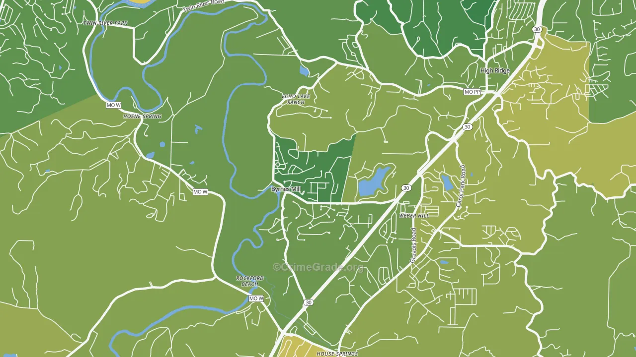 Byrnes Mill, MO Map of Murder Rates