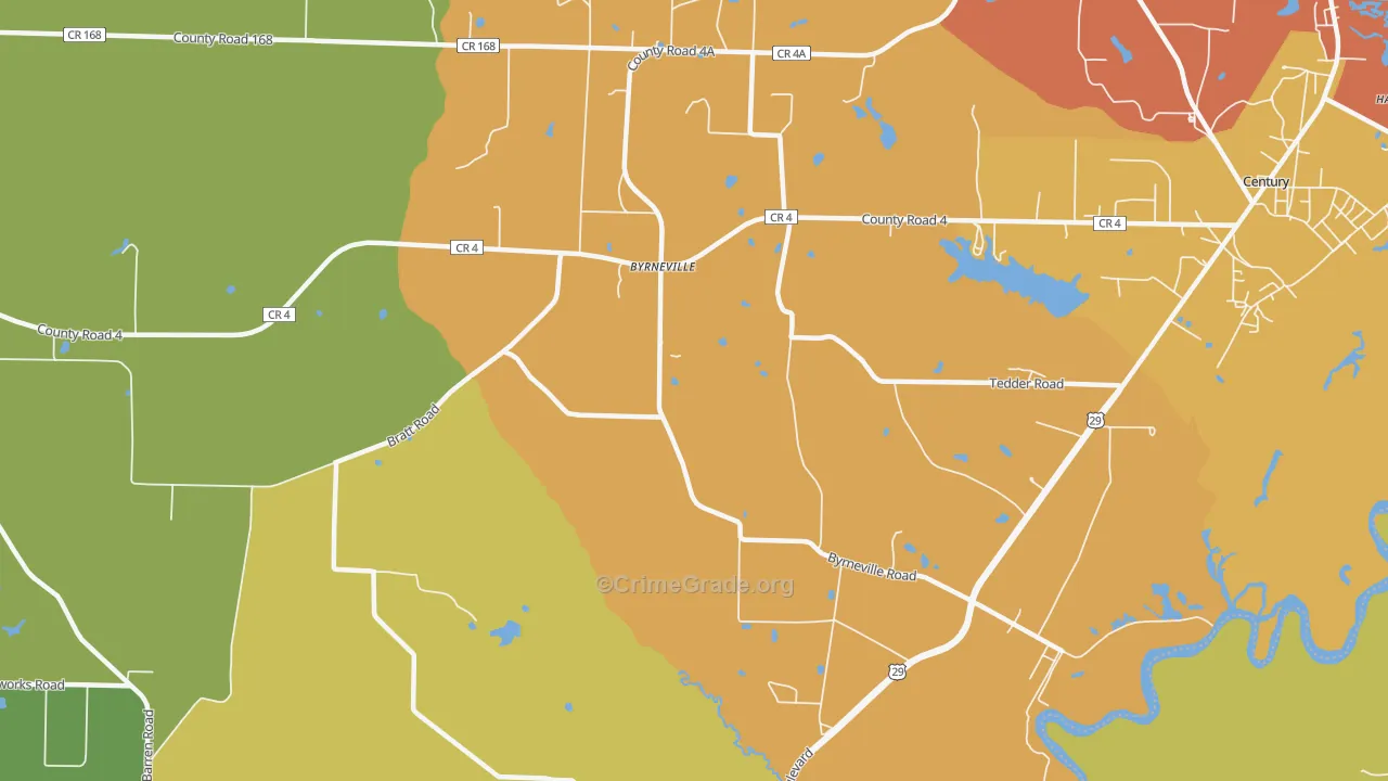 Byrneville, FL Map of Murder Rates