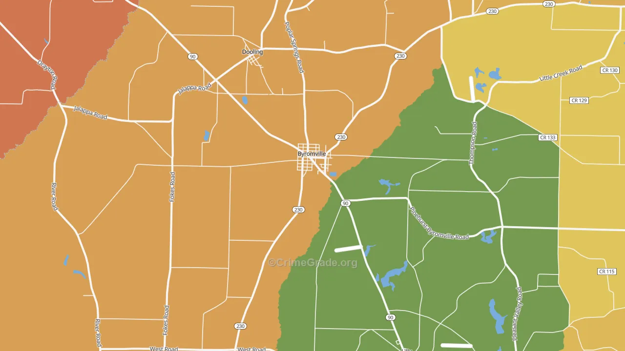 Byromville, GA Map of Murder Rates