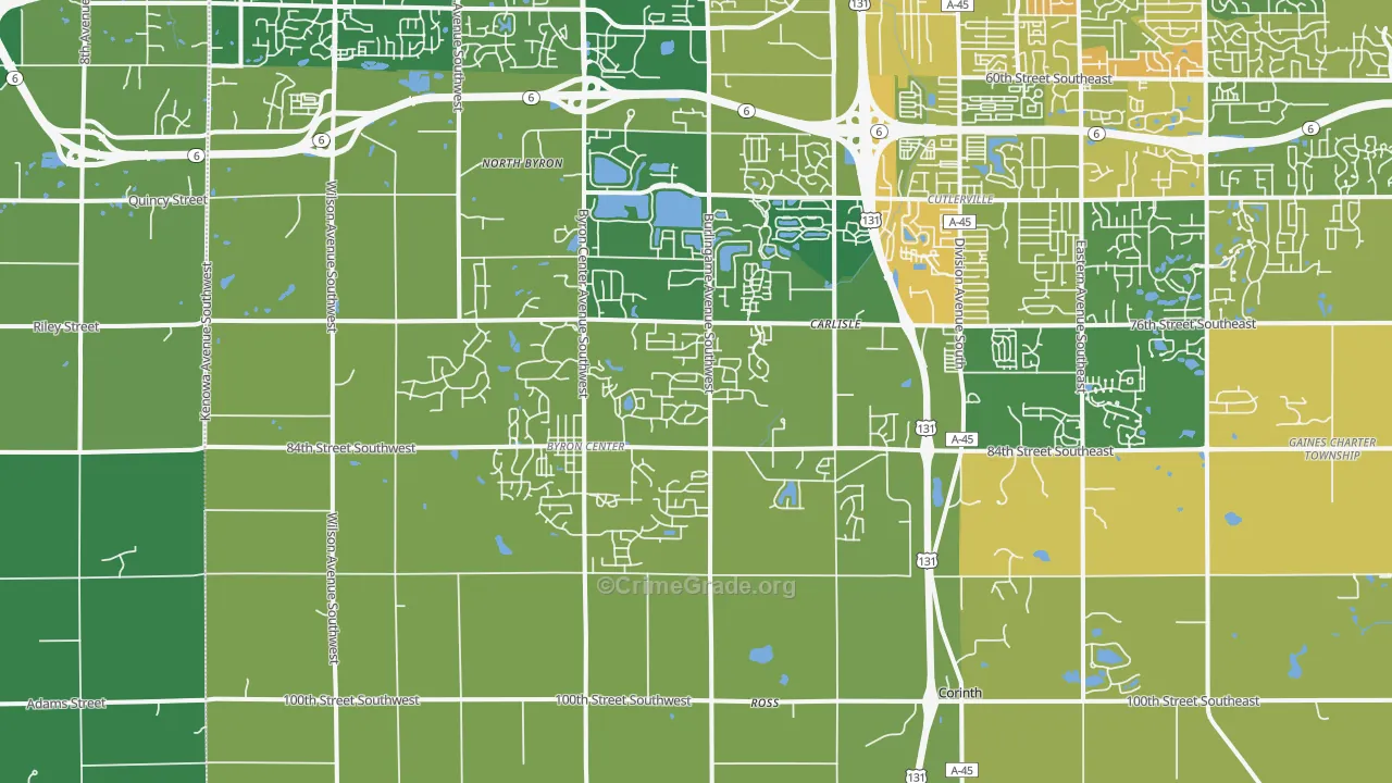Byron Center, MI Map of Murder Rates