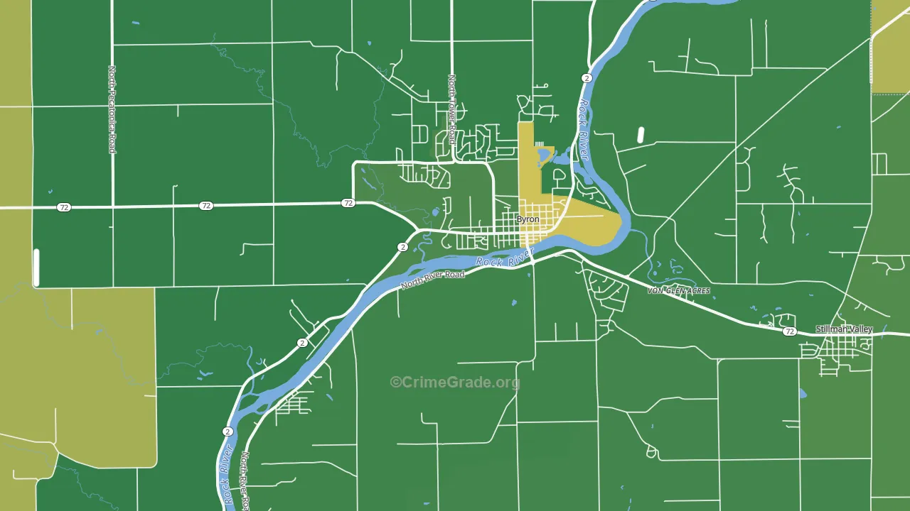 Byron, IL Map of Murder Rates
