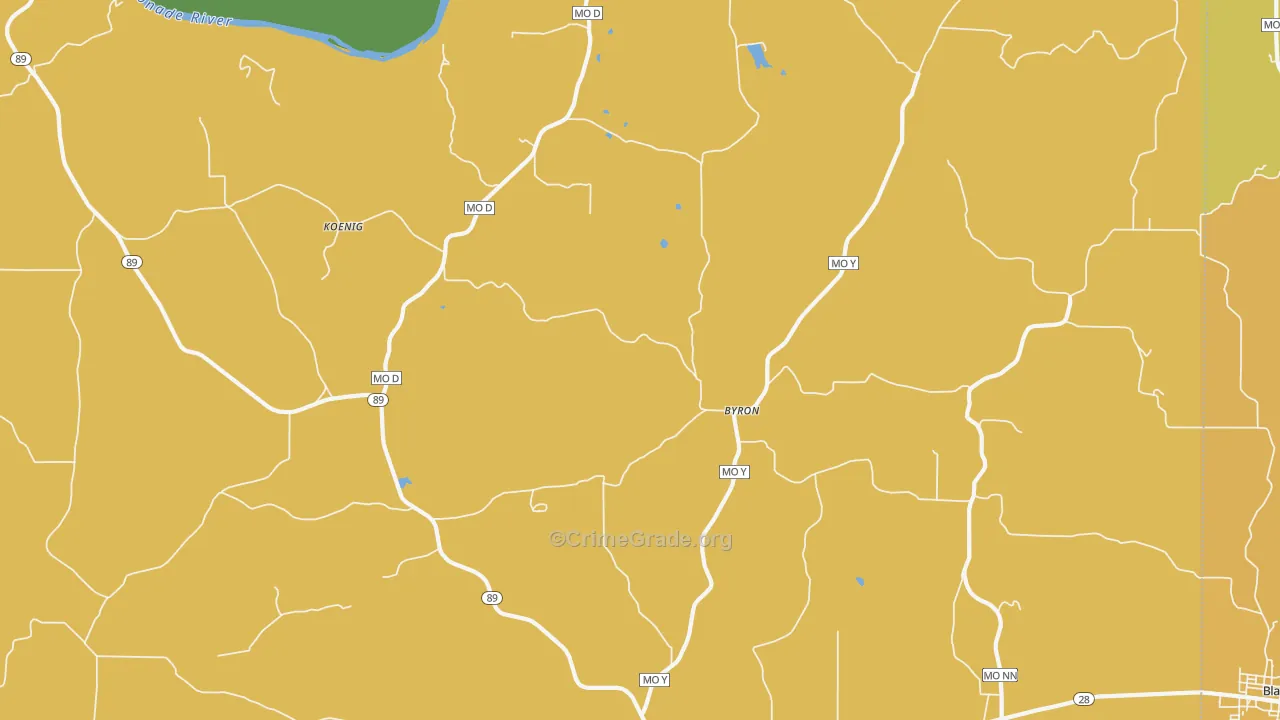 Byron, MO Map of Murder Rates