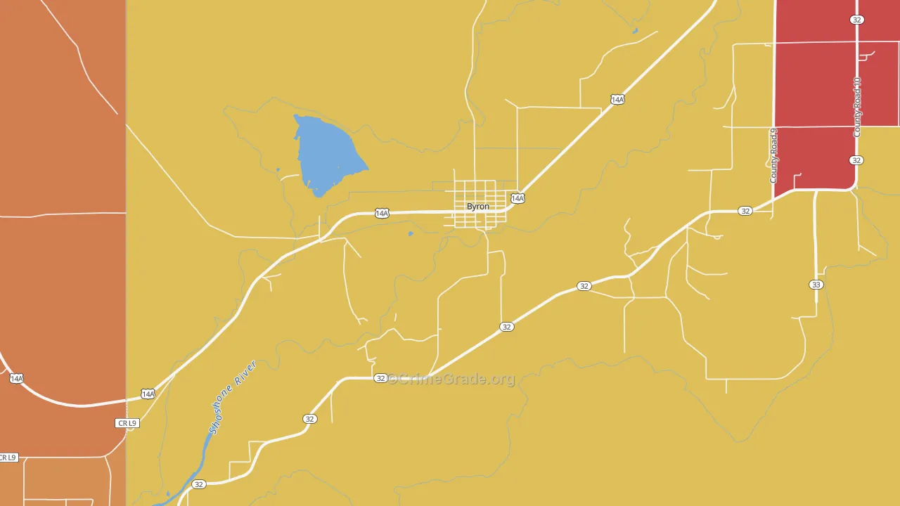 Byron, WY Map of Murder Rates
