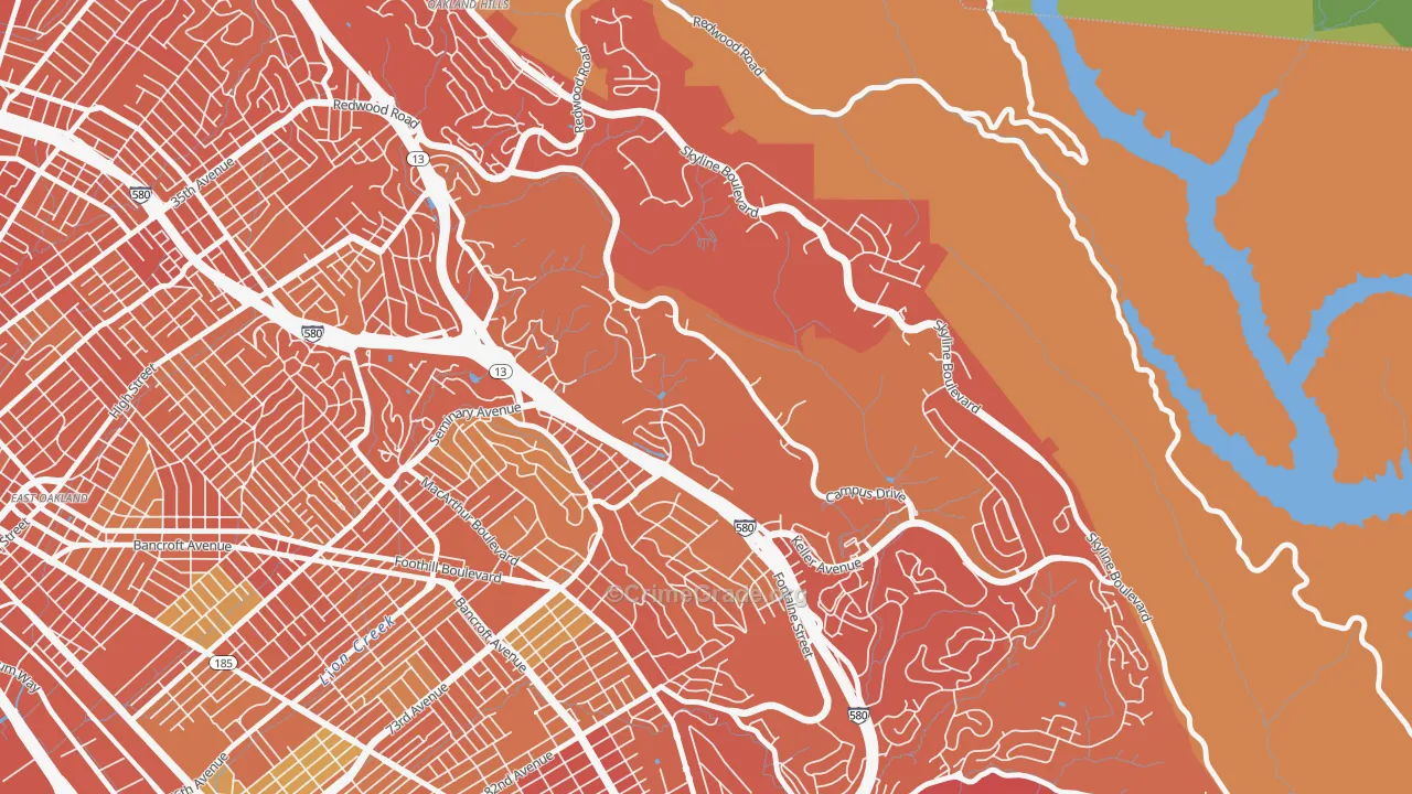 Caballo Hills, Oakland, CA Map of Murder Rates