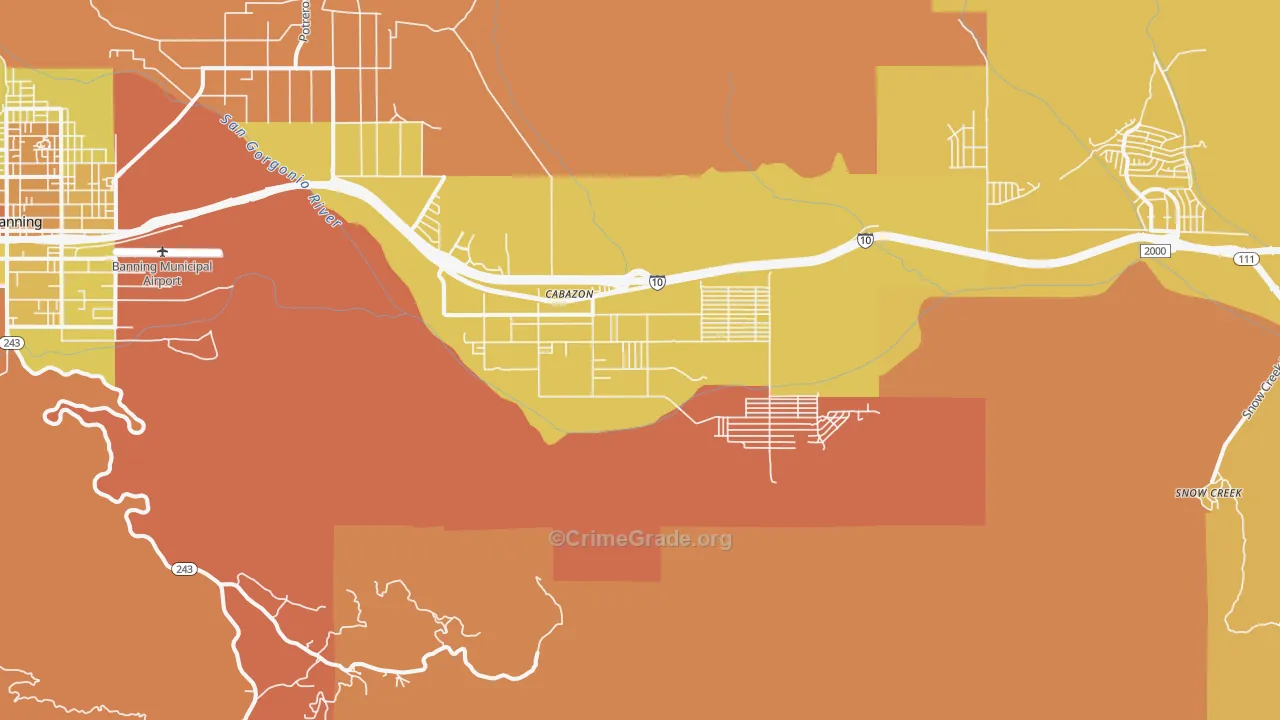 Cabazon, CA Map of Murder Rates