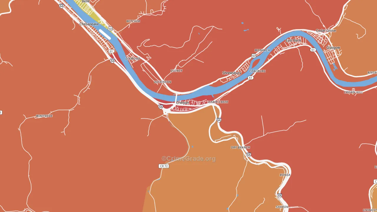 Cabin Creek, WV Map of Murder Rates