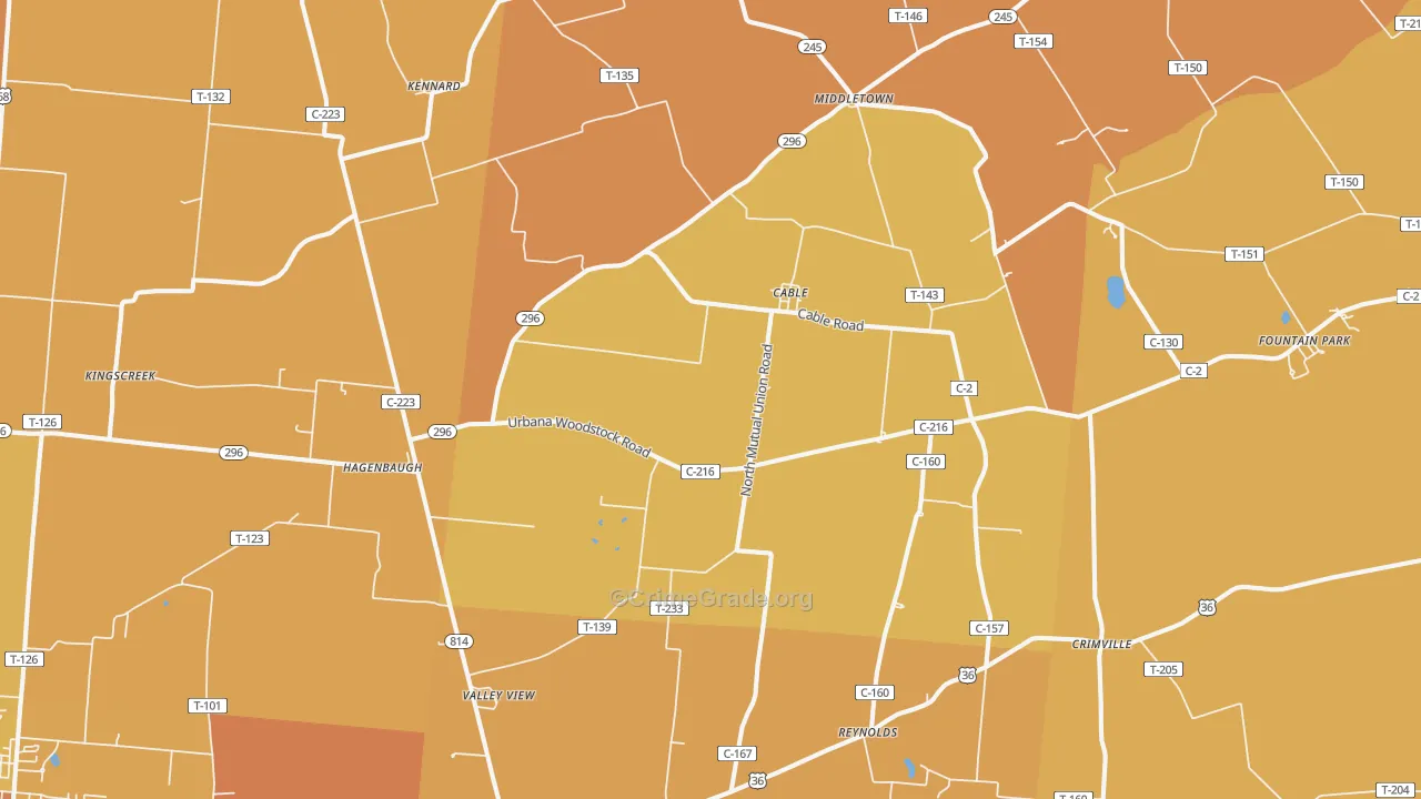 Cable, OH Map of Murder Rates