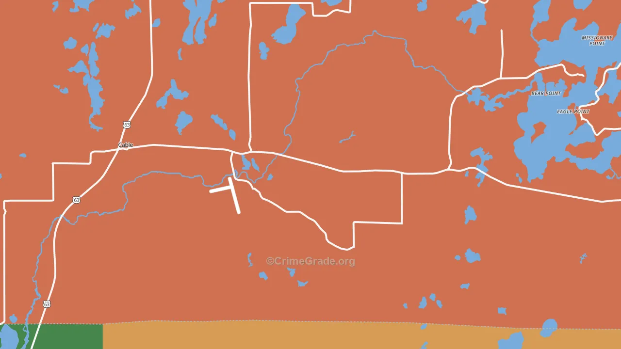 Cable, WI Map of Murder Rates
