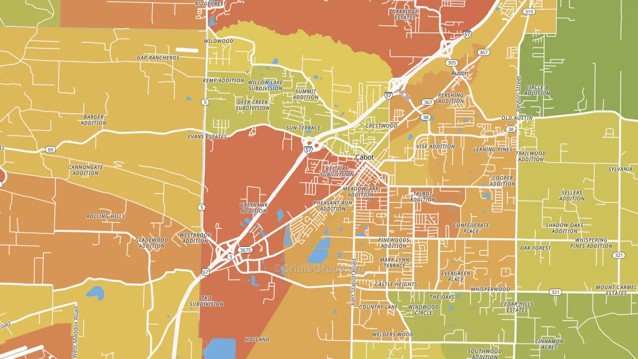 Cabot, AR Map of Murder Rates