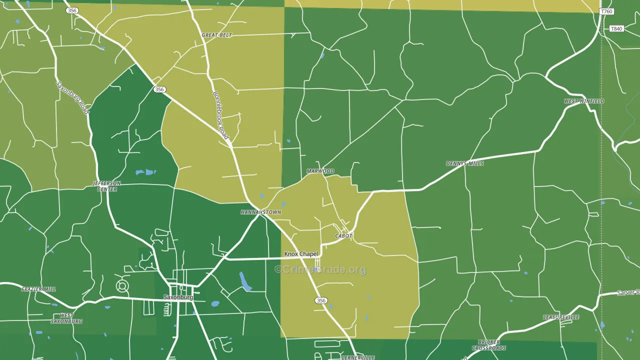 Cabot, PA Map of Murder Rates