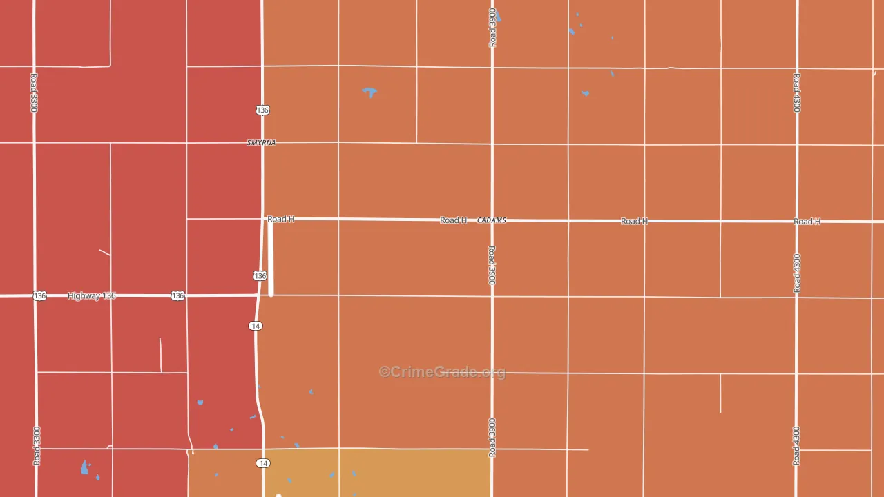 Cadams, NE Map of Murder Rates