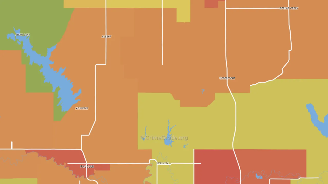 Caddo County, OK Map of Murder Rates