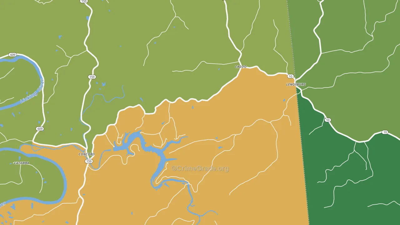Caddo, KY Map of Murder Rates