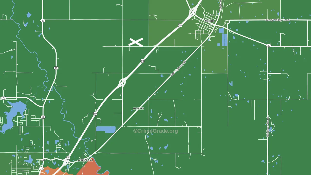 Caddo, OK Map of Murder Rates