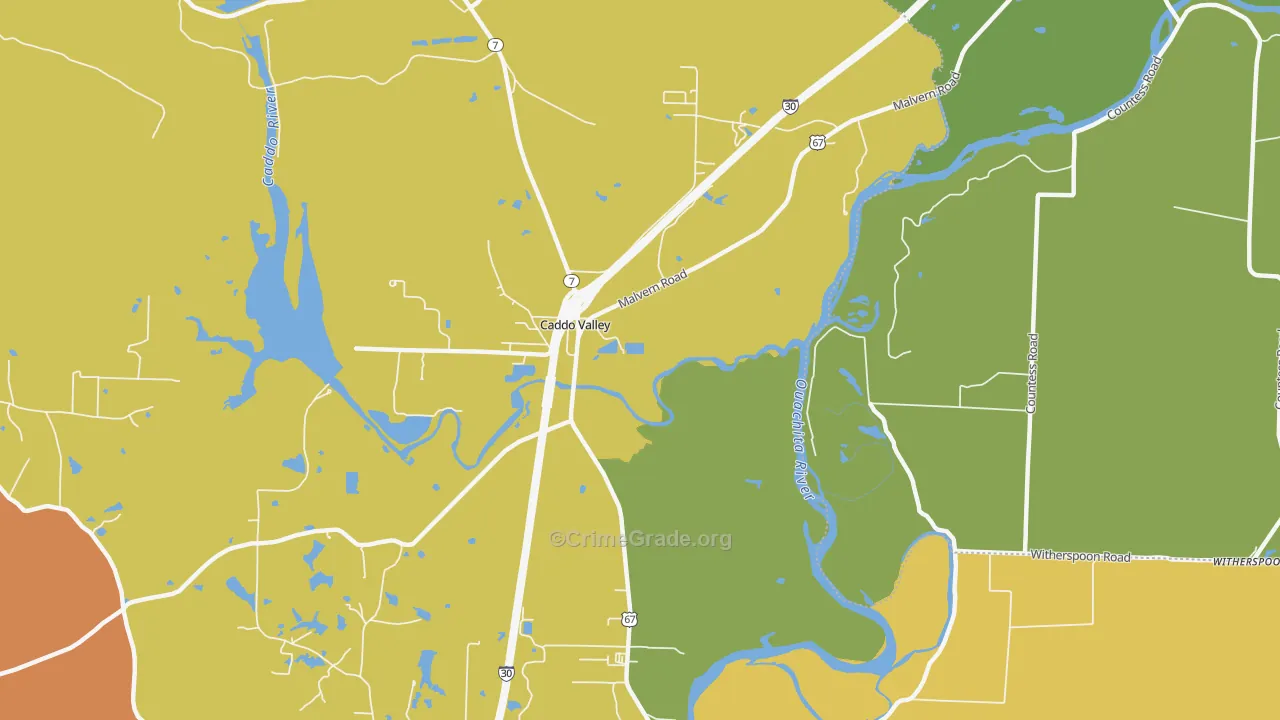 Caddo Valley, AR Map of Murder Rates