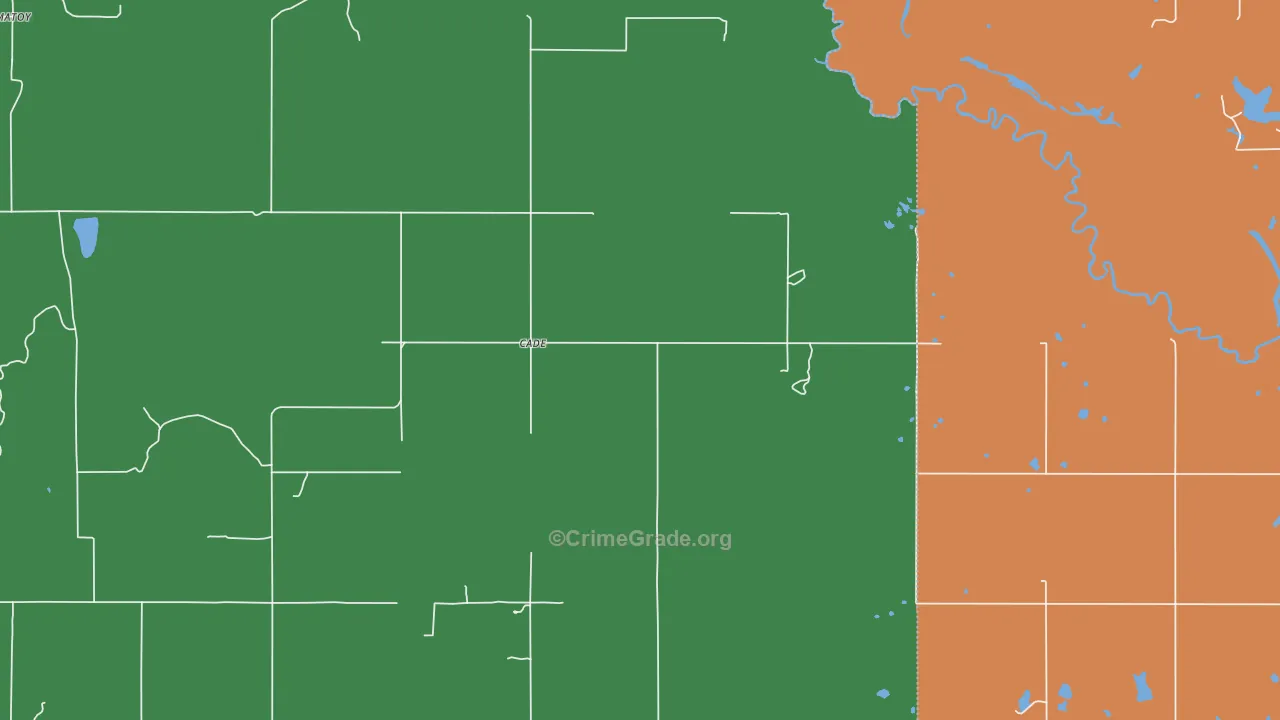 Cade, OK Map of Murder Rates